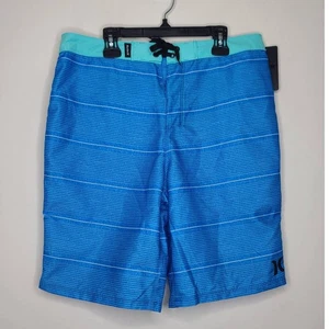 NWT Hurley blue striped swim trunks - size 18 - Picture 1 of 4