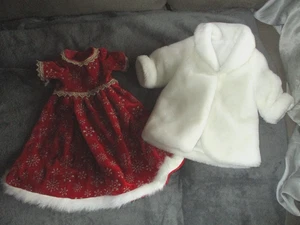 Abrigo y VESTIDO de invierno blanco de piel sintética artesanal de fibra se adapta a muñeca American Girl de 18" - Imagen 1 de 4