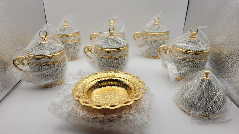 Juego de 27 piezas de platillo de taza de café espresso turco griego árabe (Gelincik) Foto 1 de 4