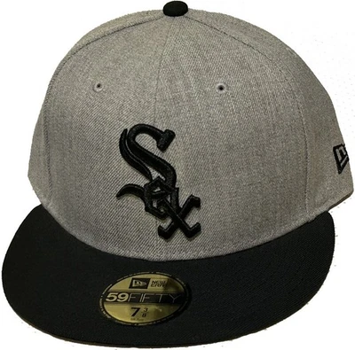 Authentic MLB Chicago White Sox Heather Gray/Black New Era 59Fifty Fitted Hat - Image 1 of 4