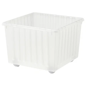 IKEA VESSLA Storage Crate With Casters, White, 15 ¼" x 15 ¼" (300.648.49) NEW - Picture 1 of 3