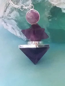SACRED GEOMETRY MERKABA PENDANT, AMETHYST MERKABA Necklace With AMETHYST PYRAMID - Picture 1 of 3