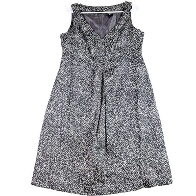 Vestido New York & Co 14 Gris Blanco Sin Mangas Forrado Preppy Oficina Geométrico Y2K Foto 1 de 4