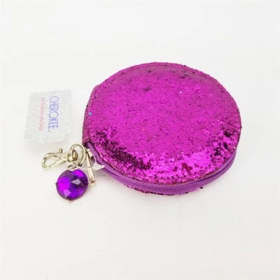 Cherokee Adolescente Mujer Redondo Monedero Cartera Con / Cremallera Purpurina - Imagen 1 de 4