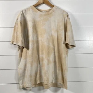 RicherPoorer Womens 100% Cotton Tie Dye Tshirt L Brown Crewneck Comfy Lived In - Picture 1 of 9