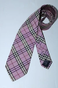 Burberry London Men's One Size Pink Plaid Tie - Picture 1 of 8