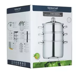 Kitchen Craft Clearview 3 Tier Stainless Steel Steamer - Picture 1 of 7