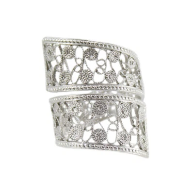 Anello sardo fascia a nastro filigrana fede sarda in argento traforato - Immagine 1 di 4