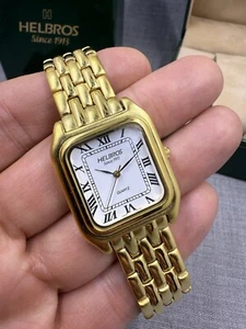 Helbros White Dial Roman Hour Bracelet Rectangle Tank Quartz 29mm Watch 8376Y - Picture 1 of 8
