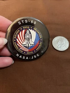 Vintage NASA Official Pin Back Button NASA-JSC STS 60 - Picture 1 of 2
