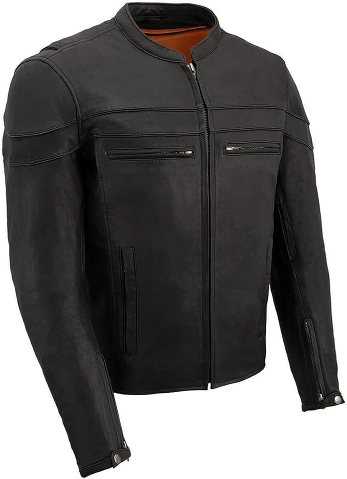 Milwaukee Leather Men's MLM1525 Black Crossover Leather Motorcycle Jacket - Image 1 of 1