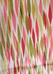 Retro Sewing Fabric Waverly Poplin 1yx56" Peachy Pink & Green Abstract Cotton - Picture 1 of 7