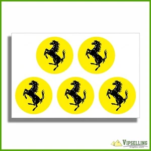 Ferrari Yellow Wheel Center Caps LAMINATED Vinyl Decals Stickers Kit Any Size - Picture 1 of 2