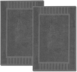 2er Pack Luxus Grau Badematte Boden Handtuch Set Baumwolle 22x34 Fusselfrei Hotel Spa - Bild 1 von 9