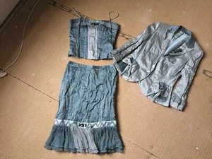 LUIS CIVIT silk 3 PIECE jacket skirt & bustier top SUIT – AQUA GREEN – 8 6 £350 - Picture 1 of 10
