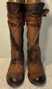 Freebird by Steven Caden Boots Women 8 Shoes Brown Red Leather Straps Heeled - Picture 1 of 12