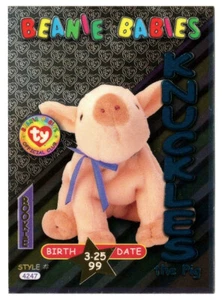 Ty Beanie Babies BBOC KNUCKLES (Pink Pig) Teal Birthday S3 Series 3 Card - Picture 1 of 2