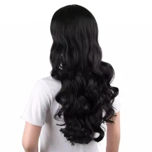 Techtongda Black Long Curls Women Cosplay Costume Party Hair Anime Wigs 80cm - Picture 1 of 3