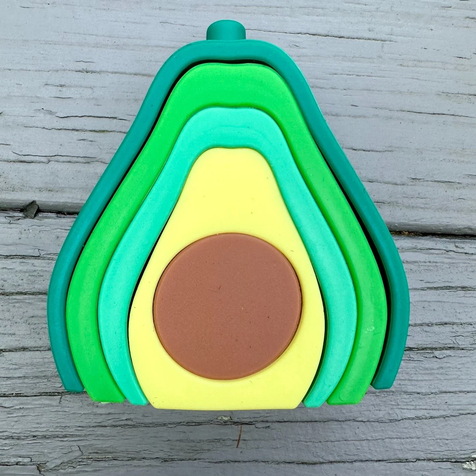 Divertido juguete apilable de silicona para aguacate viral - 5 piezas, seguro sin BPA, fácil de limpiar Foto 1 de 4