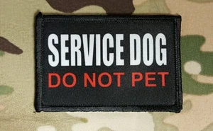 Service Dog Do Not Pet 2x3 Haken gestützter Patch schwarz weiß rot Therapie K9 - Bild 1 von 2