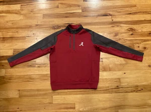 Antigua Alabama Crimson Tide Red Gray Sweater Jacket Pullover 1/4 Zip Mens Large - Picture 1 of 12