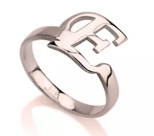 INITIAL LETTER RING: STERLING SILVER, 24K GOLD, ROSE GOLD  - Picture 1 of 2