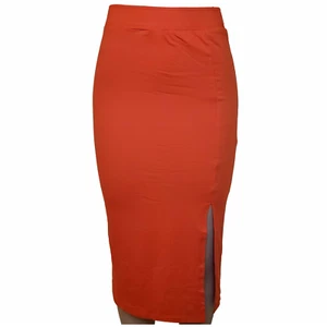 Women's Sexy Side Split Midi Orange Pencil Skirt - Picture 1 of 3