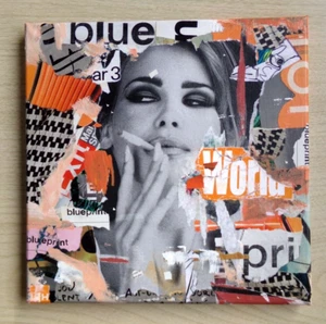 Mixed Media Collage Pop Art On Canvas 12x12 Billboard Graffiti Fashion Original - Picture 1 of 5