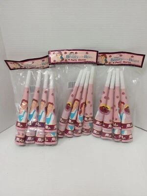 Lote de cuernos de fiesta vintage de La Bella y la Bestia de Disney Foto 1 de 4