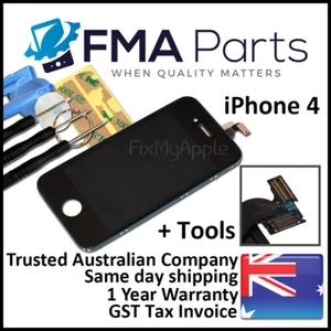 iPhone 4 Black Front Glass Touch Screen Digitizer LCD Assembly Replacement Tools - Photo 1 sur 5