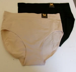 2 Wacoal Full Brief Panty Size 2X-Large Style 838175 Black and Nude - Picture 1 of 2