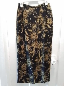 Vintage Neu mit Etikett Evan-Picone Stonewashed Seide Midirock GR 6 schwarz & hellbraun khaki - Bild 1 von 9