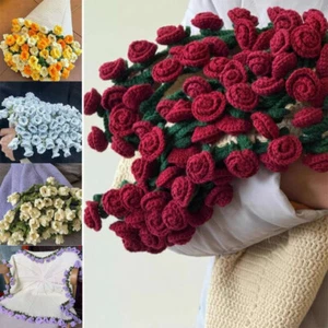 Fashion Crochet Flower Bouquet Blanket Artificial Knitted Blanket Mother's Day - Picture 1 of 20