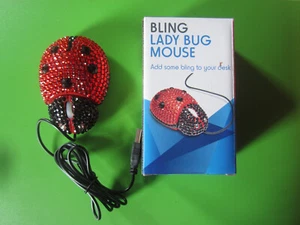 Bling Lady Bug Mouse Office Desk Diamonate Glitter Computer Mouse - Picture 1 of 8