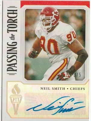 Chris Jones Neil Smith 2019 Elite Passing the Torch Auto 3/5 Kansas City Chiefs - Image 1 of 2