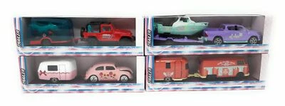 Majorette Pink Drivez Trailer Set di 4 VW Jeep Toyota modellino auto in metallo - Immagine 1 di 4