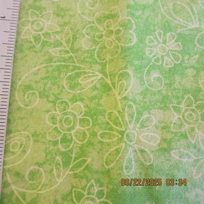 Lime Green Cotton Butterflies Flowers Fabric Traditions 42 x 66 New - Image 1 of 4