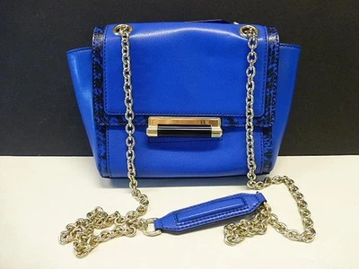 Diane Von Furstenberg DVF Electric Blue Croc Leather Crossbody Purse Handbag - Image 1 of 4