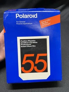 Polaroid 55 Factory Sealed 4X5 B&W FILM - 20 EXPOSURES ISO 50 - Expired 1992 - Picture 1 of 12