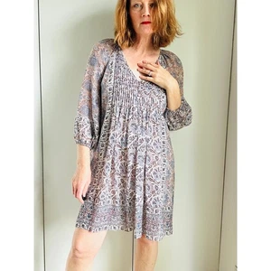 Joie Foxley Silk Boho Pheasant Style Summer dress Size Medium Blue Pink - Picture 1 of 10