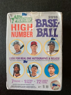 2018 Topps Heritage High Numbers Baseball Factory Sealed 8 Pack Blaster Box dang - Image 1 of 4
