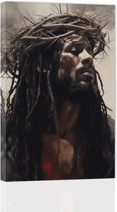 Jesus Christ Wall Art Black Jesus Poster , CanvasChristian Pictures of Jesus ... - Picture 1 of 11