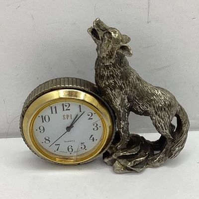 SPI Pewter Wolf Quartz Clock (Parts Only) (F3) S#550 - Image 1 of 4