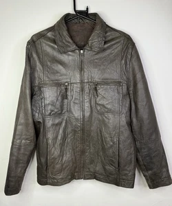 Cecil Gee Vintage Soft Brown Leather Jacket Men's Sz Medium Full Zip - Picture 1 of 8