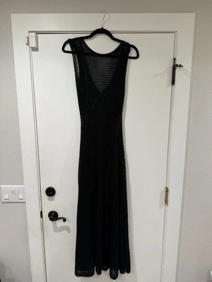 TA3 Black Crochet Knit Dress XS/S Distressed Unlined Maxi Beach Cover Up Boho - Image 1 of 4