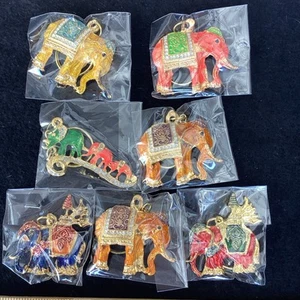 7 Elephant Keychains Various Styles Metal Resin Thai Asian Indian Keychain Gifts - Picture 1 of 10