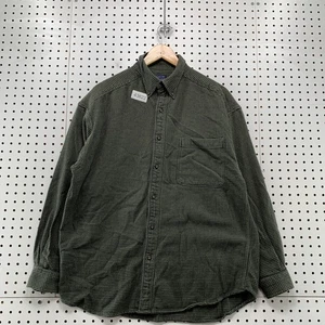 VTG 90s Structure Blue Herringbone Button Down Shirt Mens XL Green Heavyweight - Picture 1 of 11