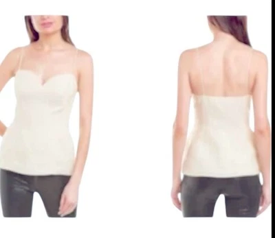 Blusa Theory Mujer Lino Sin Mangas Espagueti Tirantes Novia Marfil Talla 8 Foto 1 de 4