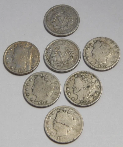 7 - Mint Error - Struck Thru & Lamination - 1899 & 1910-1912 Liberty V Nickels Cover