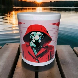 Hund im roten Regenmantel - 11 Unzen Keramik Kaffeebecher - seltsam und wunderbar - Bild 1 von 5